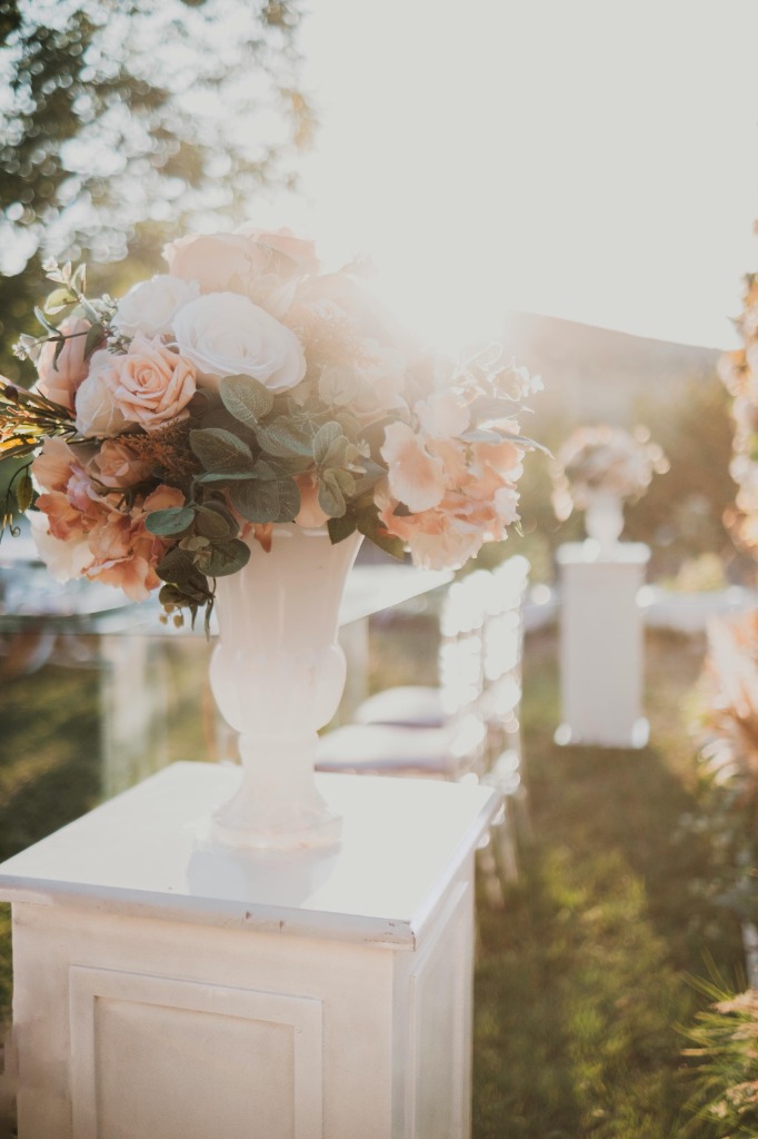Vaso luminoso con fiori